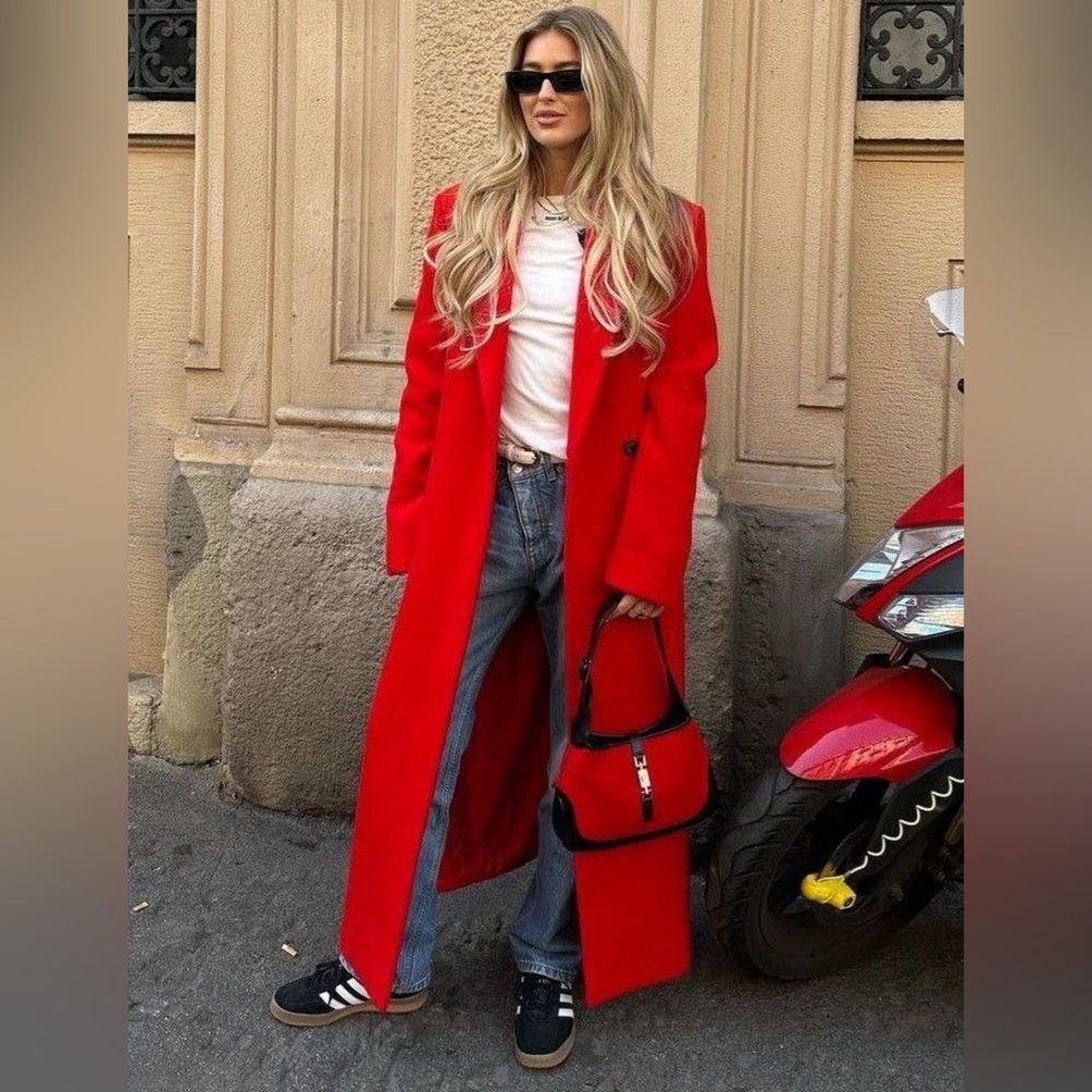 Chadwicks Elegant Vibrant Red Wool Coat Women size 16/XL